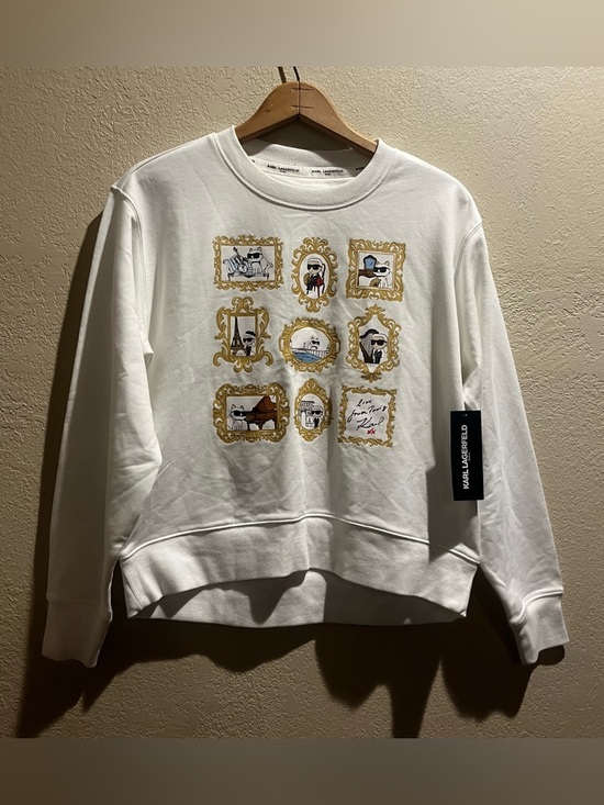 Karl Lagerfeld Tops - Karl Lagerfeld White Graphic Crewneck - NWT